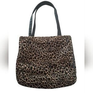 Leopard Print Faux Fur Reversible Shoulder Tote Bag